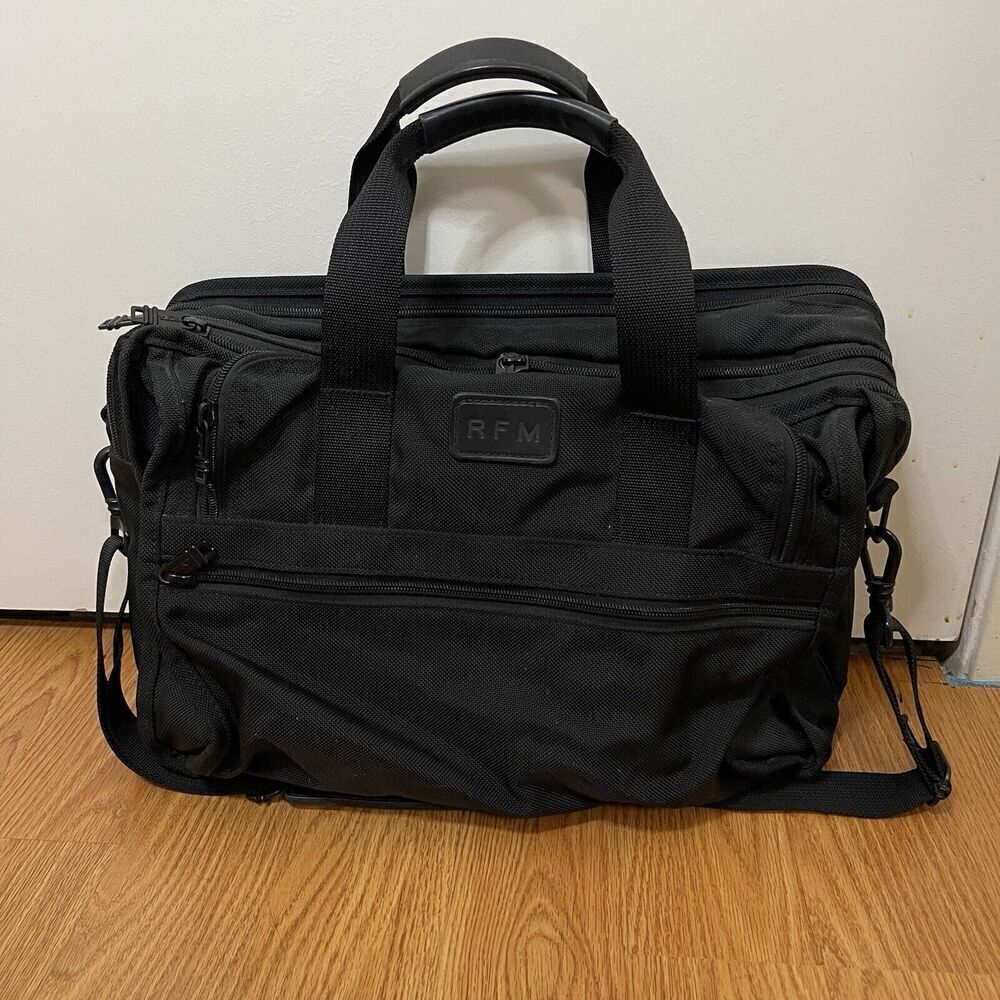 TUMI black nylon full zip messenger expander portfolio crossbody briefcase bag